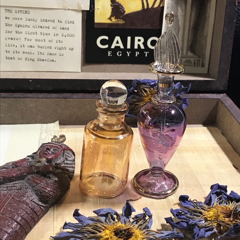 Egyptian glass bottles etched in 24k gold